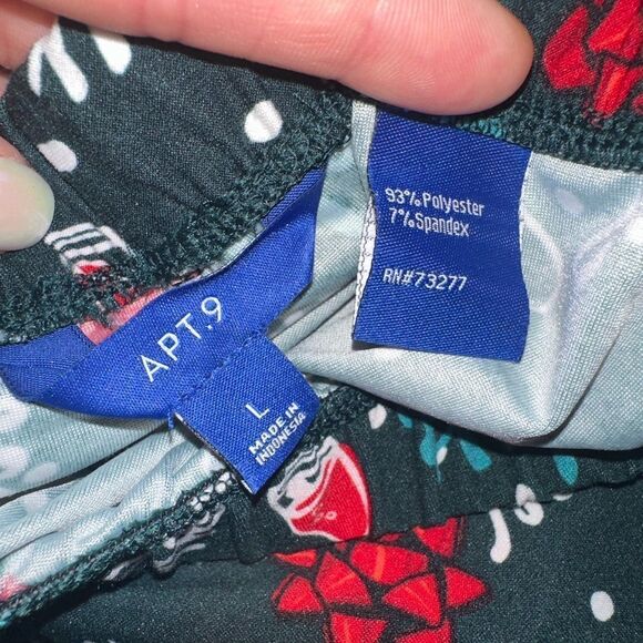 Apt. 9 (Large) Green Christmas Wine Pattern Pj Legging Bottoms - Picture 5 of 5